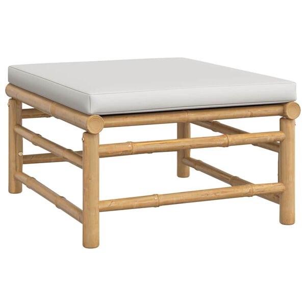 vidaXL Garden Footstool with Light Grey Cushion Bamboo
