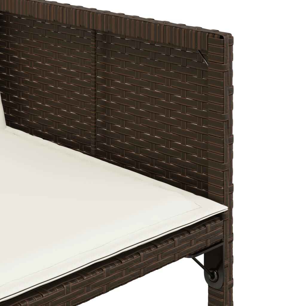 vidaXL 7 Piece Garden Dining Set with Cushions Brown Poly Rattan