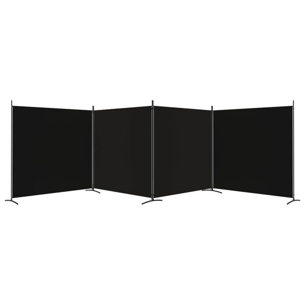 vidaXL 4-Panel Room Divider Black 698x180 cm Fabric