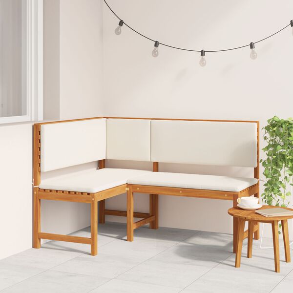 vidaXL Garden Corner Bench with Cushions 140x100x91 cm Solid Wood Acacia