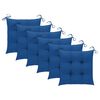 vidaXL Garden Chairs with Blue Cushions 6 pcs Solid Teak Wood