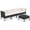 vidaXL 5 Piece Garden Lounge Set with Cushions Poly Rattan Black