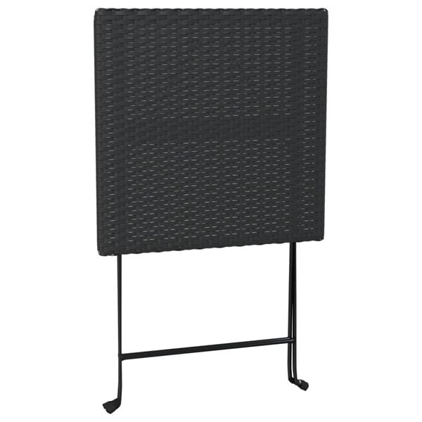 vidaXL 3 Piece Folding Bistro Set Black Poly Rattan