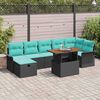 vidaXL Garden Sofa Set Height-Adjustable 8 pcs Black Poly Rattan