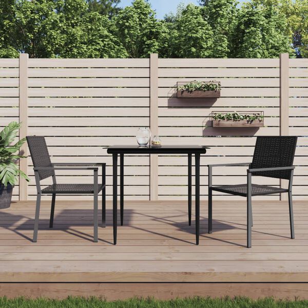 vidaXL 3 Piece Garden Dining Set Poly Rattan and Steel