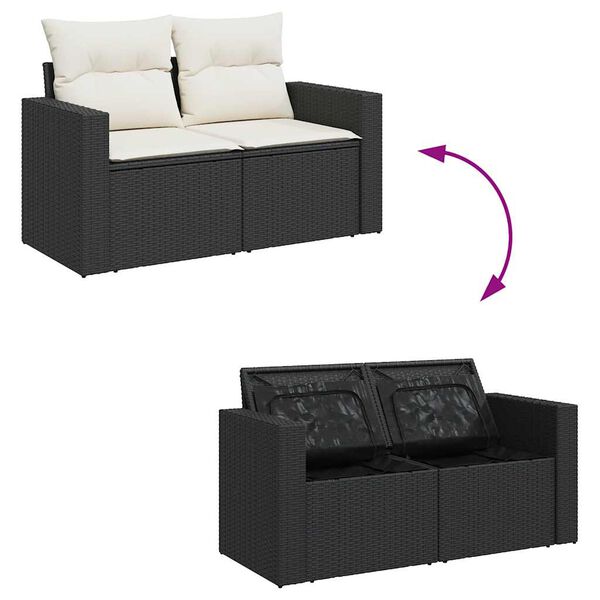 vidaXL 8 Piece Garden Sofa Set with Cushions Black Poly Rattan