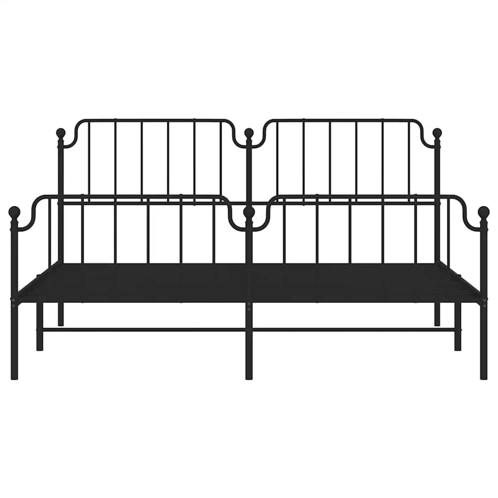 vidaXL Metal Bed Frame without Mattress with Footboard Black 183x213cm