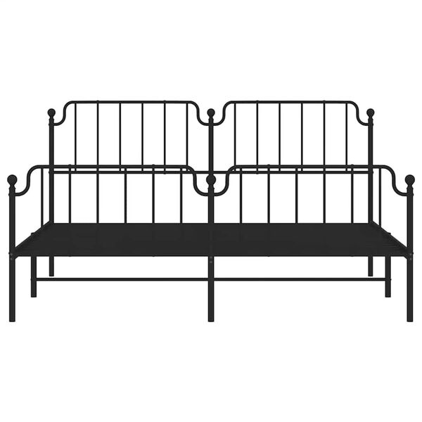 vidaXL Metal Bed Frame without Mattress with Footboard Black 183x213cm