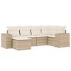vidaXL 6 Piece Garden Sofa Set with Cushions Beige Poly Rattan
