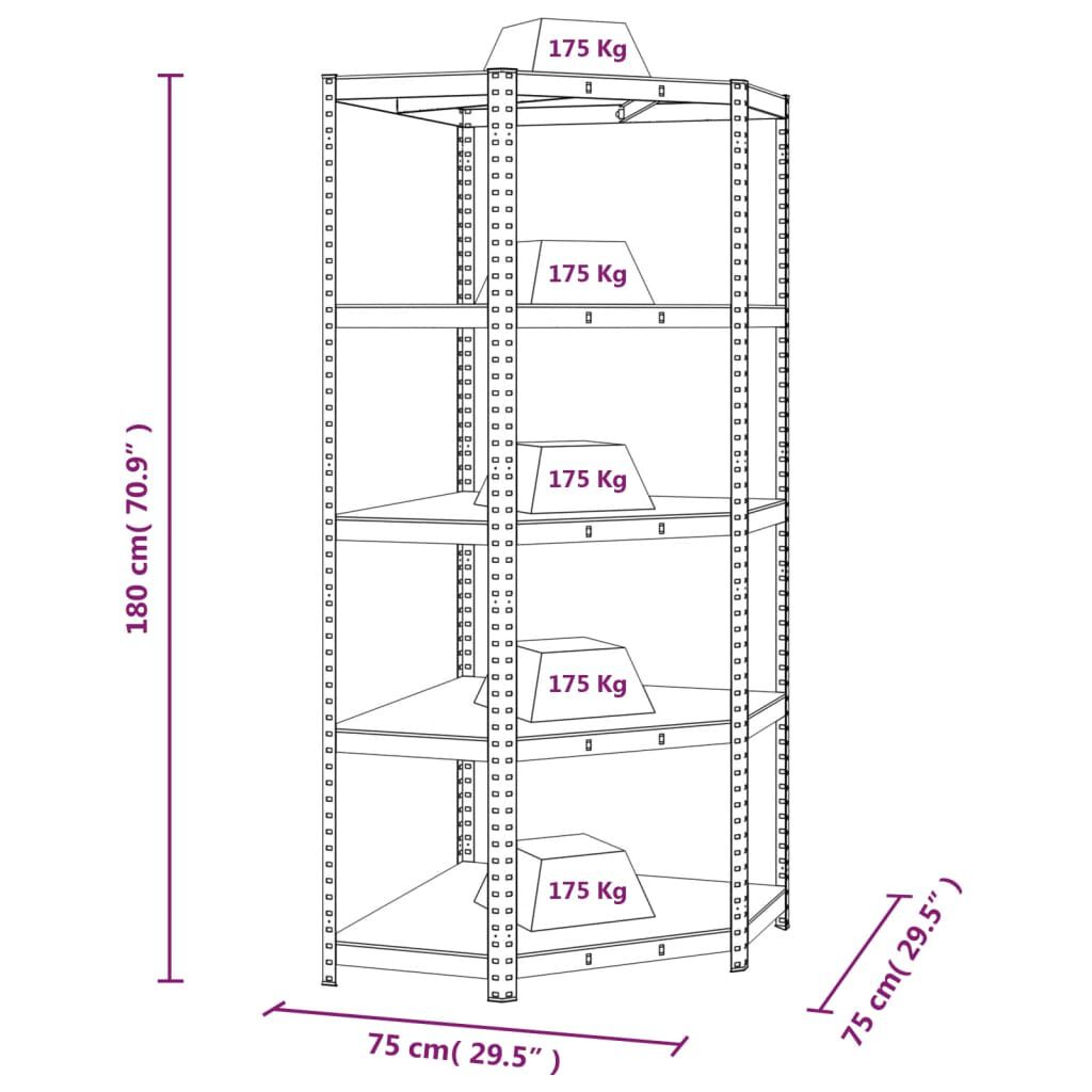 vidaXL 5-Layer Shelves 2 pcs Blue Steel&Engineered Wood