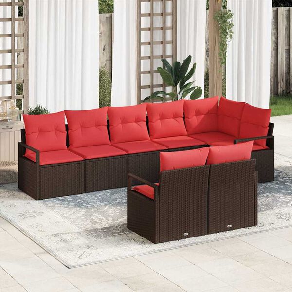 vidaXL Garden Sofa Set 8 pcs Brown Poly rattan