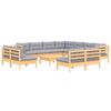vidaXL 12 Piece Garden Lounge Set with Grey Cushions Solid Pinewood