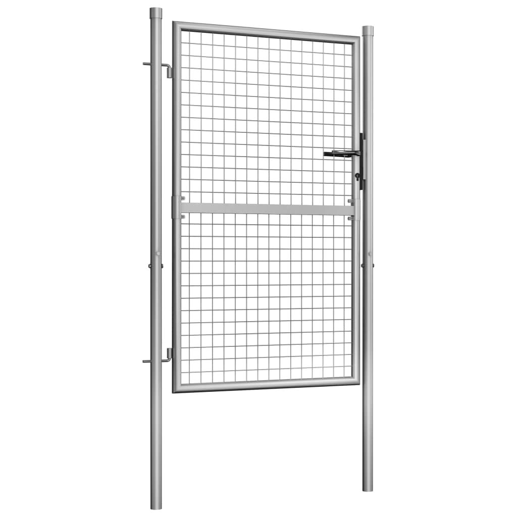 vidaXL Garden Gate Galvanised Steel 105x175 cm Silver