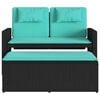 vidaXL Reclining Garden Bench with Cushions Black Poly Rattan