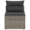 vidaXL Garden Sofas Armless with Cushions 2 pcs Grey Poly Rattan