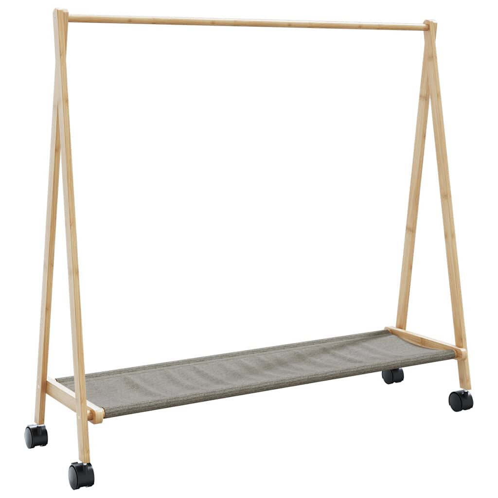 vidaXL Clothes Rack with Shelves and Wheels 106x34x106.5 cm Bamboo