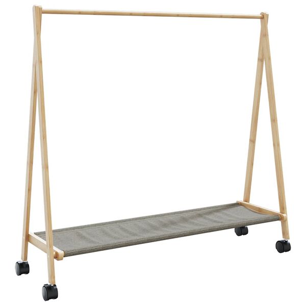 vidaXL Clothes Rack with Shelves and Wheels 106x34x106.5 cm Bamboo
