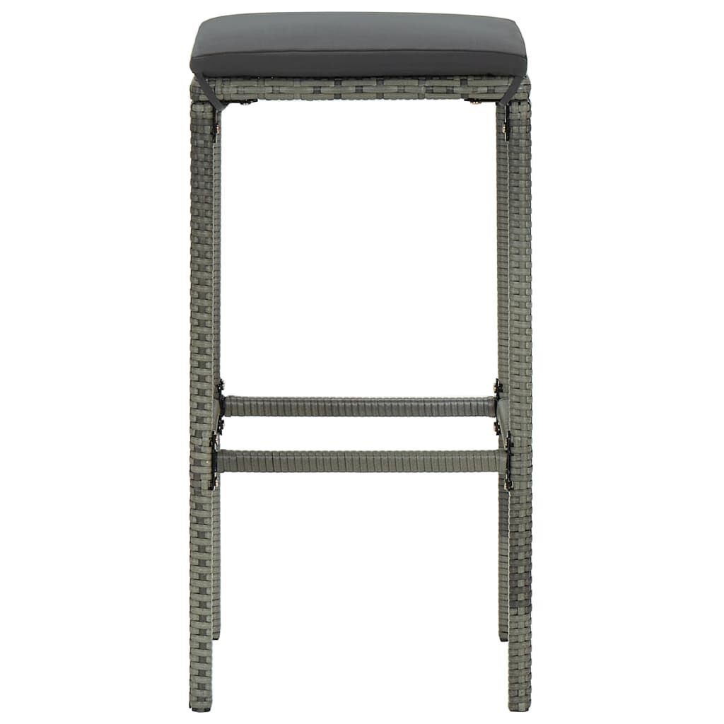 vidaXL Bar Stools with Cushions 2 pcs Grey Poly Rattan