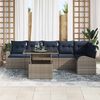 vidaXL Garden Sofa Set 7 pcs Grey and Navy Blue Poly Rattan