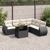 vidaXL 7 Piece Garden Sofa Set with Cushions Black Poly Rattan