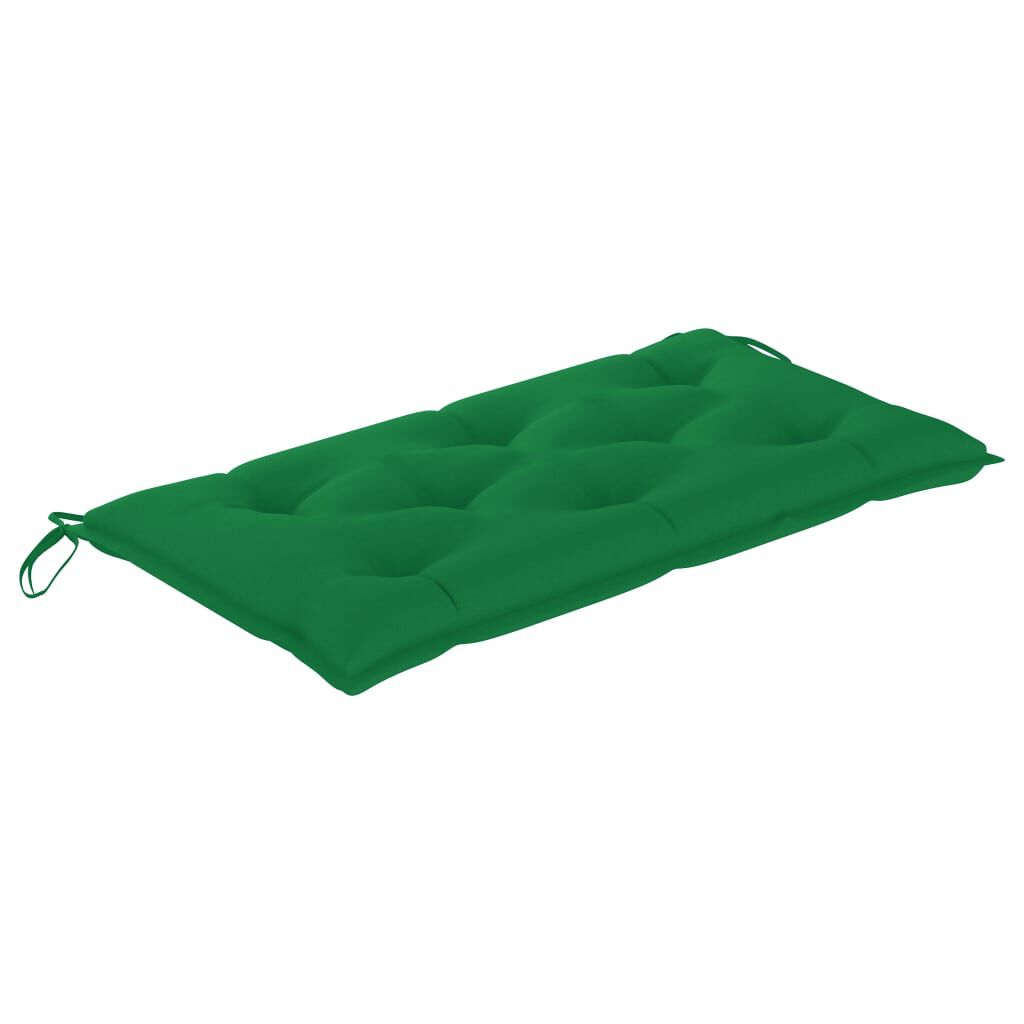 vidaXL Garden Bench with Green Cushion 112 cm Solid Teak Wood