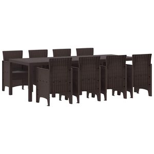 vidaXL Garden Dining Set 9 pcs Brown Polt rattan