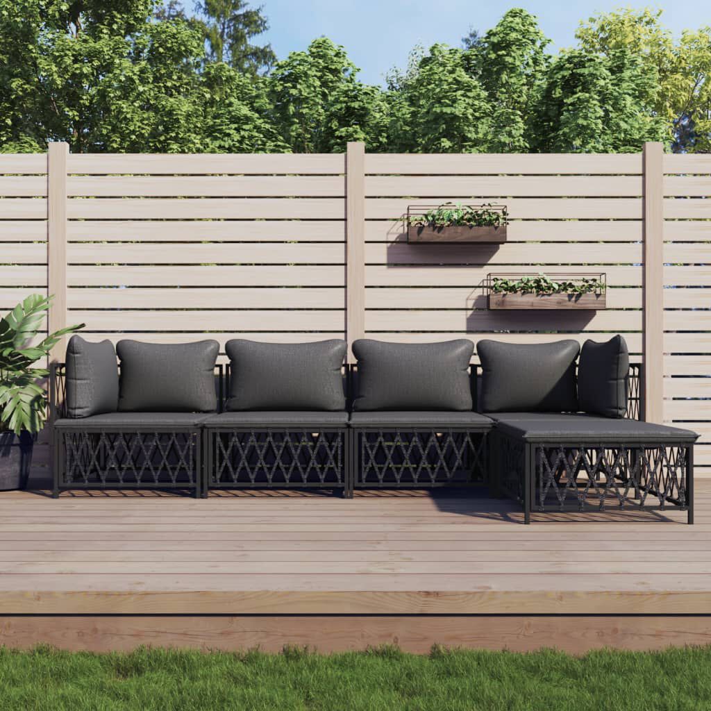 vidaXL 5 Piece Garden Lounge Set with Cushions Anthracite Steel