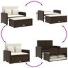 vidaXL Garden Sofa with Cushions 2-Seater Brown Poly Rattan