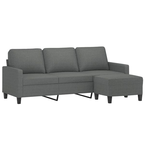 vidaXL 3-Seater Sofa with Footstool Dark Grey 180 cm Fabric
