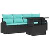vidaXL Garden Sofa Set with Cushion Manual 5 pcs Black Poly Rattan