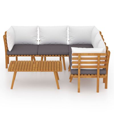 vidaXL 6 Piece Garden Lounge Set with Cushions Solid Wood Acacia
