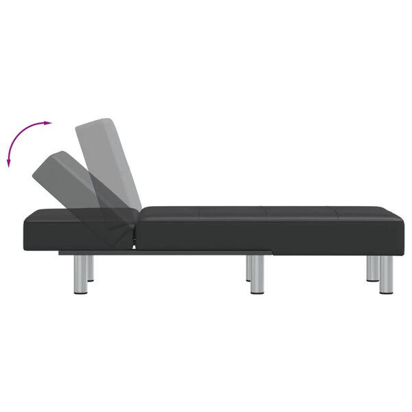 vidaXL Chaise Longue Black Faux Leather