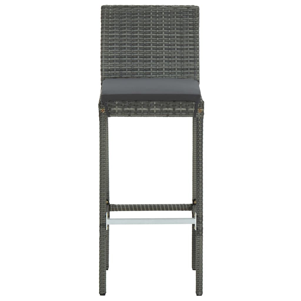 vidaXL 3 Piece Garden Bar Set with Cushions Grey