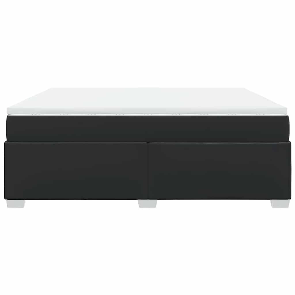 vidaXL Box Spring Bed with Mattress Black California King Faux Leather