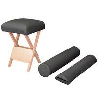 vidaXL Folding Massage Stool with 12 cm Thick Seat & 2 Bolsters Black