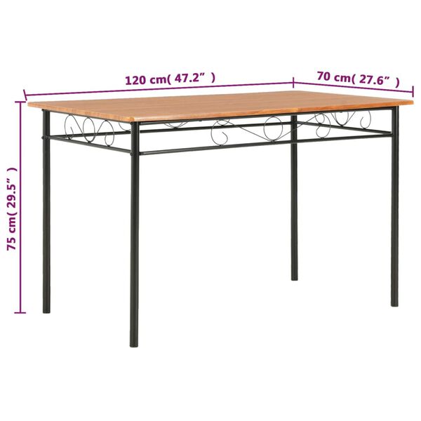 vidaXL Dining Table Brown 120x70x75 cm MDF
