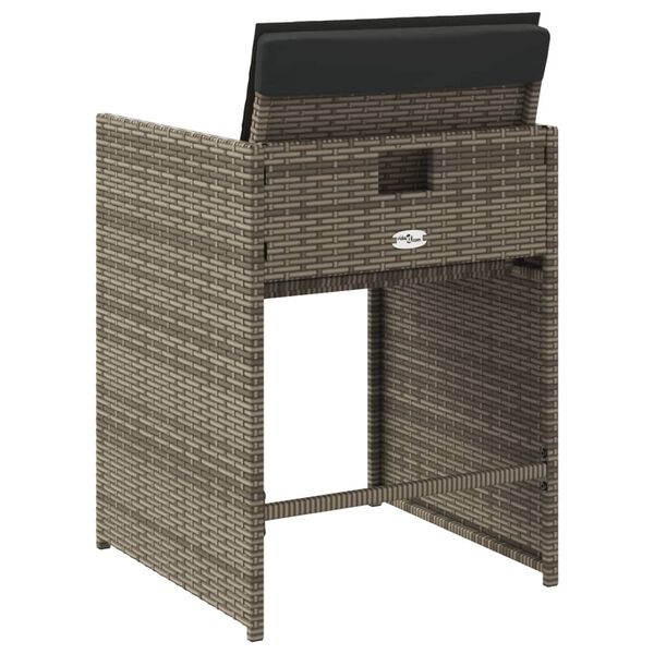 vidaXL Garden Chairs with Cushions 4 pcs Grey Poly Rattan