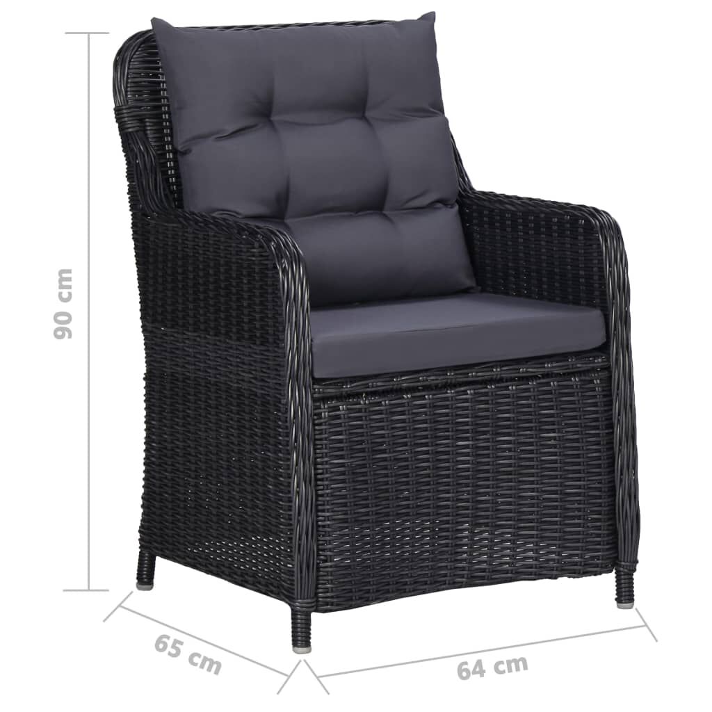 vidaXL 5 Piece Garden Dining Set Black