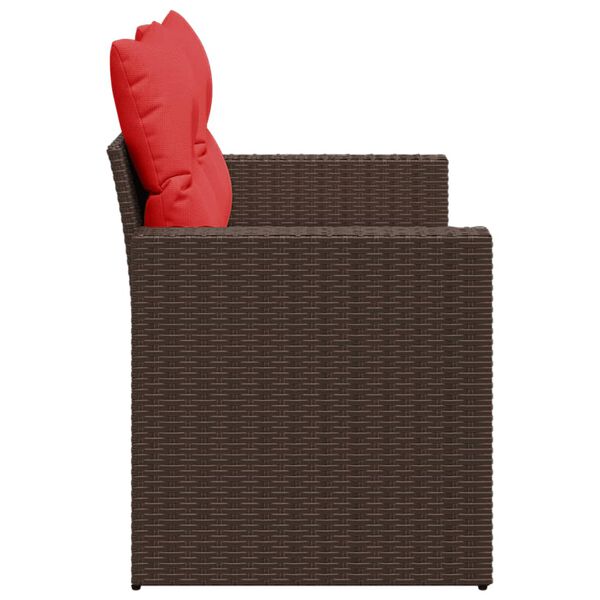 vidaXL Garden Sofa with Cushions 2-Seater Brown Poly Rattan