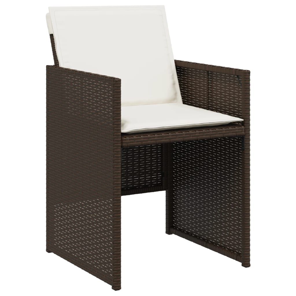 vidaXL 11 Piece Garden Dining Set with Cushions Brown Poly Rattan