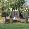 vidaXL 3 Piece Garden Dining Set with Cushions Grey Poly Rattan