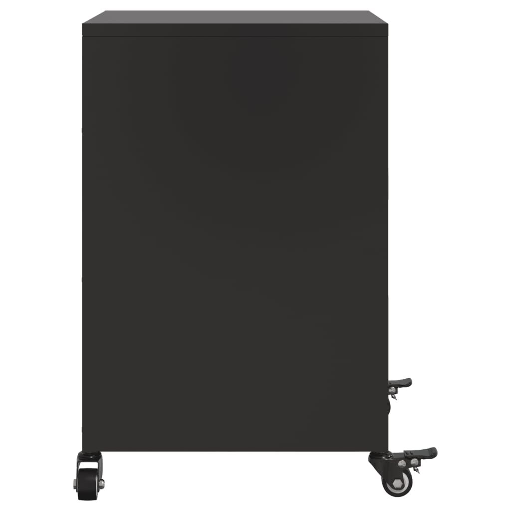 vidaXL Bedside Cabinet Black 36x39x59 cm Steel