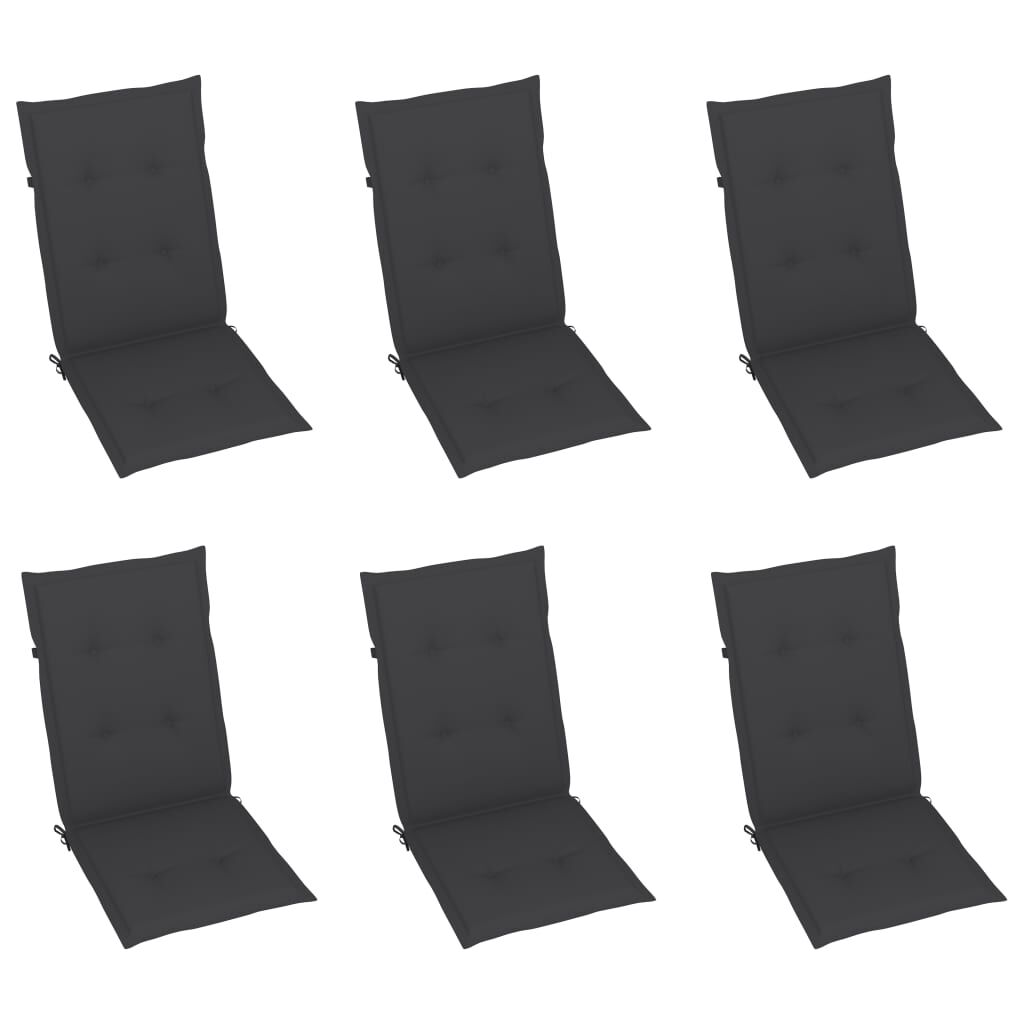 vidaXL Garden Chairs 6 pcs with Anthracite Cushions Solid Teak Wood