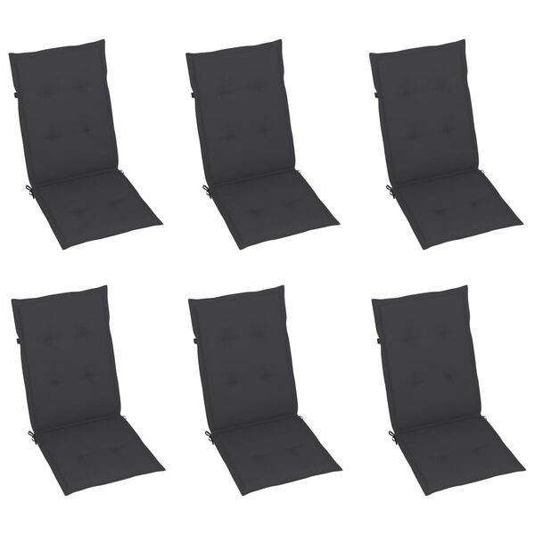 vidaXL Garden Chairs 6 pcs with Anthracite Cushions Solid Teak Wood