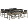 vidaXL 9 Piece Garden Dining Set with Cushions Grey Poly Rattan