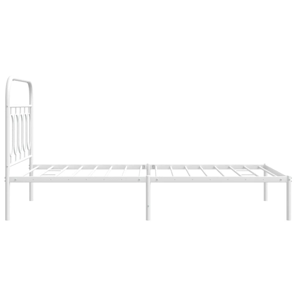 vidaXL Metal Bed Frame without Mattress with Headboard White 100x200cm