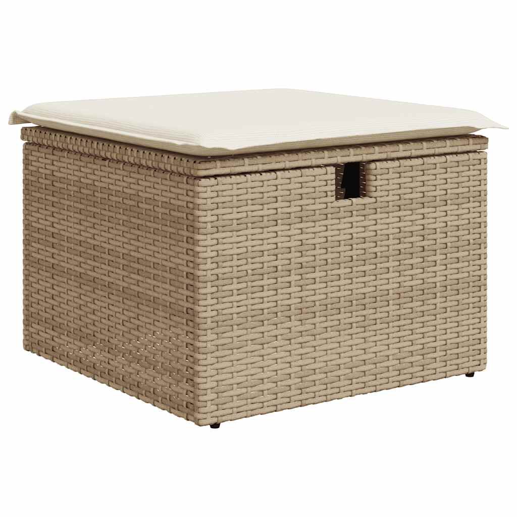 vidaXL 8 Piece Garden Sofa Set with Cushions Beige Poly Rattan