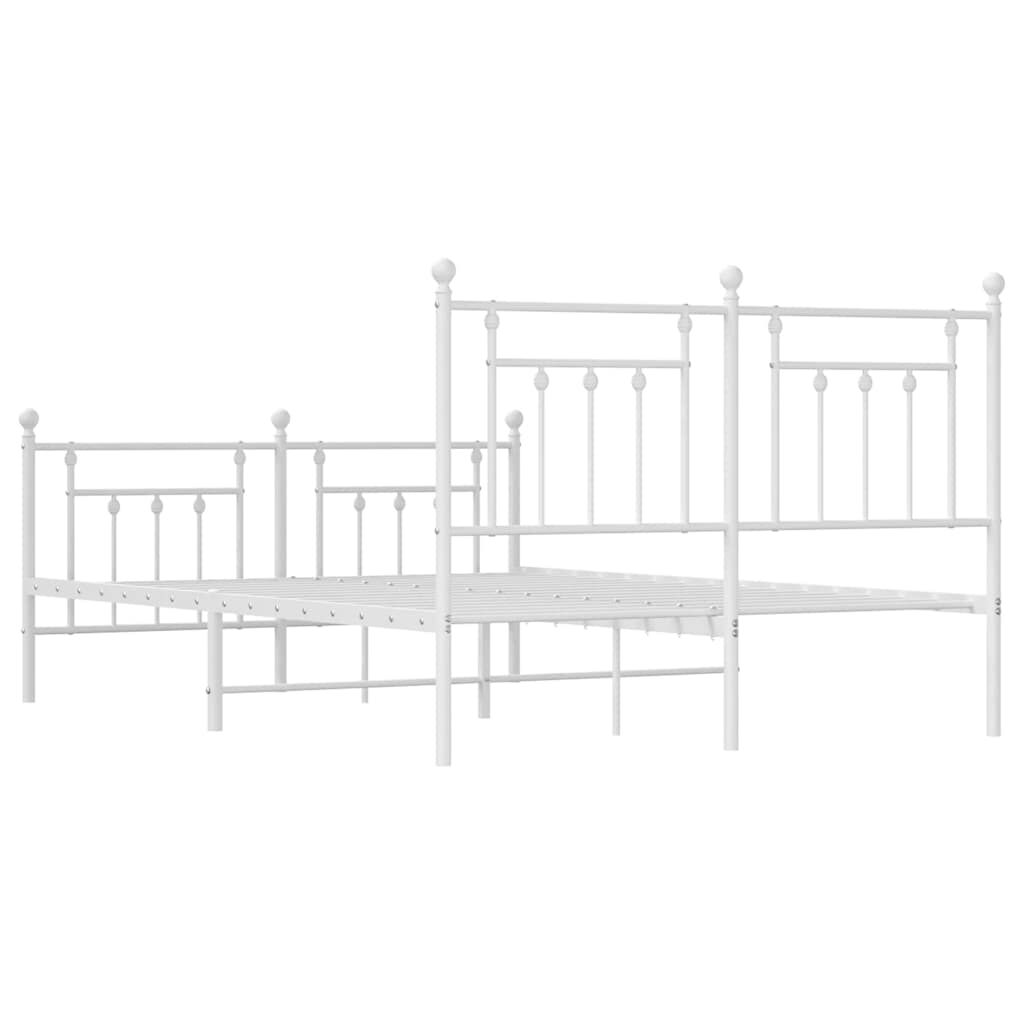 vidaXL Metal Bed Frame without Mattress with Footboard White 150x200cm