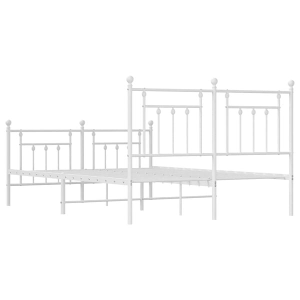 vidaXL Metal Bed Frame without Mattress with Footboard White 150x200cm
