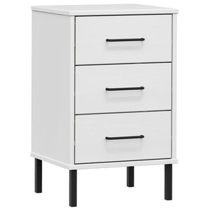 vidaXL Bedside Cabinet with Metal Legs White Solid Wood Pine OSLO
